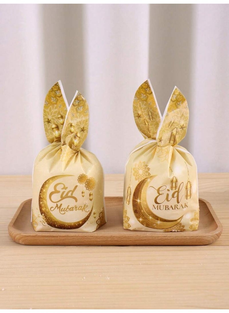 Eid giveaway bags gold Eid Mubarak gift bags for elegant sweets and gift presentation-25 Pcs - Image 3